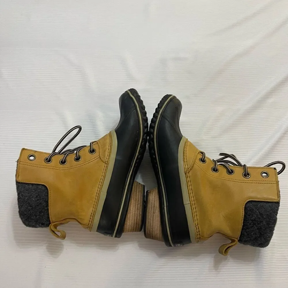 Sorel Slimpack Lace II Duck Boots Womens 9.5 9 1/2 NL2348-286 Elk Black